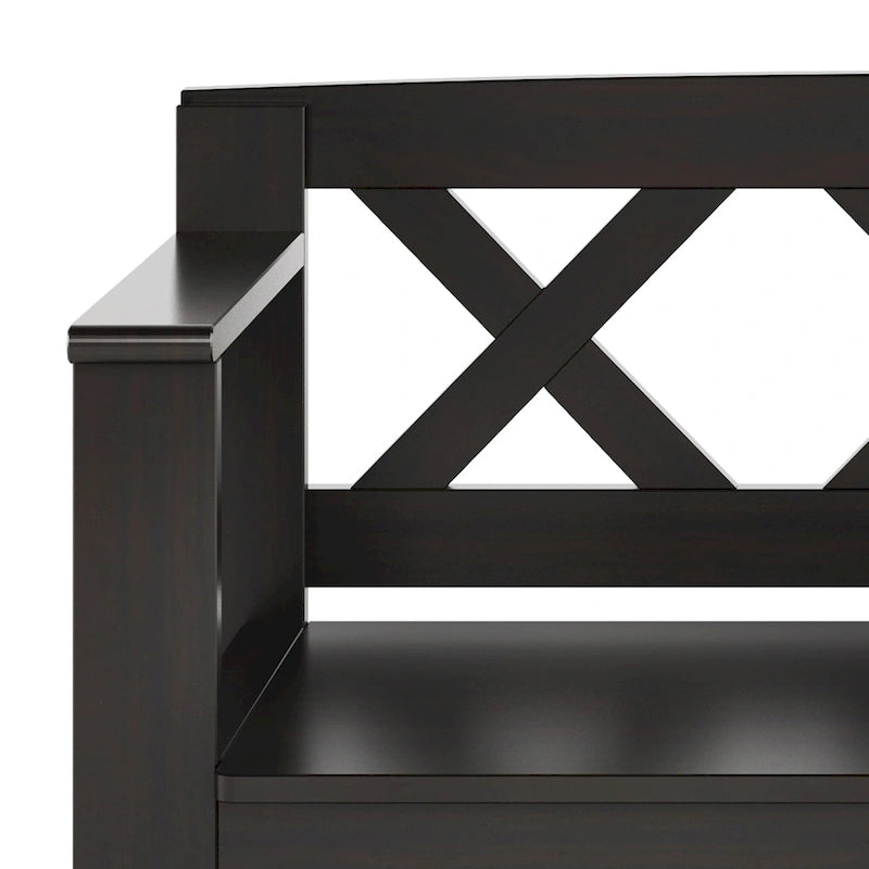WYNDENHALL Halifax Banc de rangement pour petite entrée en bois massif de 36 pouces de large - 17P x 36L x 27,8H