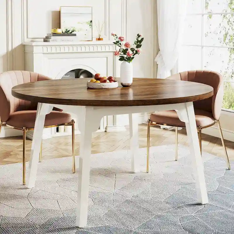 Tavolo da pranzo rotondo per 4-6 persone, tavolo da cucina rustico da 120 cm