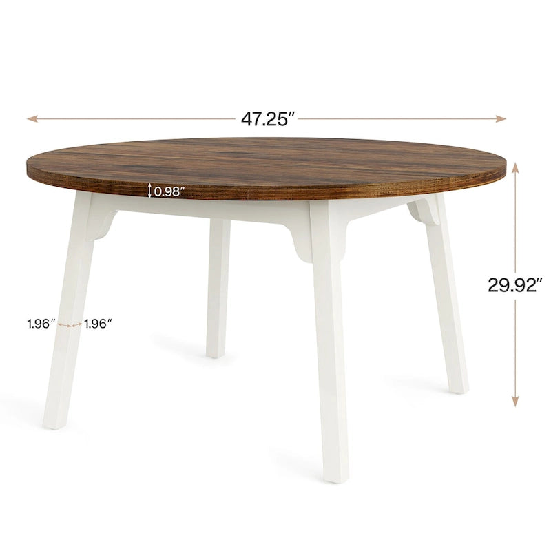 Tavolo da pranzo rotondo per 4-6 persone, tavolo da cucina rustico da 120 cm