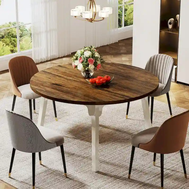 Tavolo da pranzo rotondo per 4-6 persone, tavolo da cucina rustico da 120 cm
