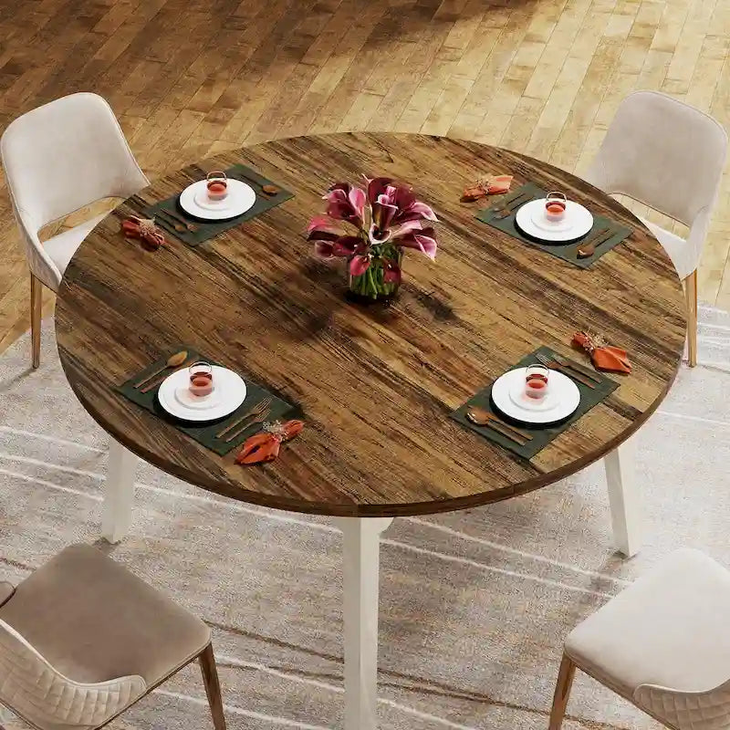 Tavolo da pranzo rotondo per 4-6 persone, tavolo da cucina rustico da 120 cm
