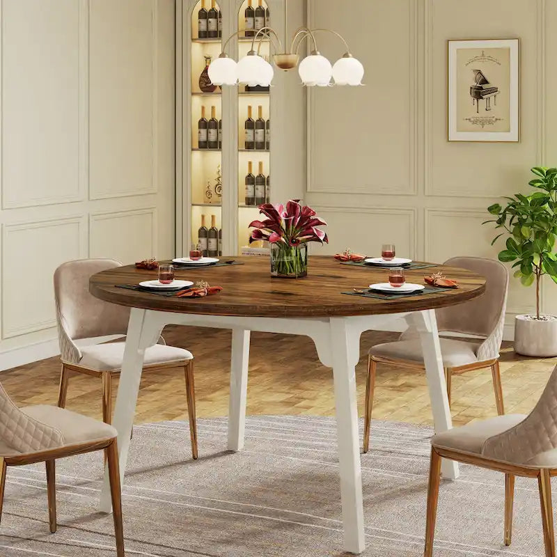 Tavolo da pranzo rotondo per 4-6 persone, tavolo da cucina rustico da 120 cm
