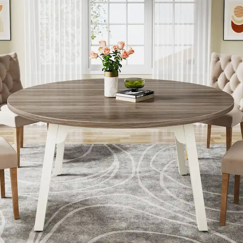 Tavolo da pranzo rotondo per 4-6 persone, tavolo da cucina rustico da 120 cm