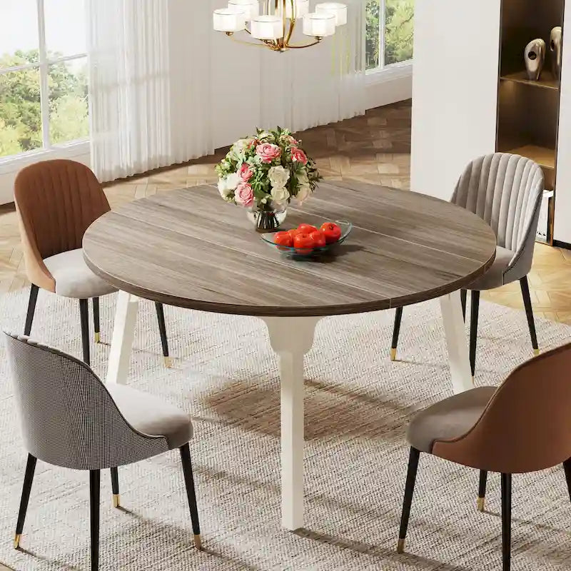 Tavolo da pranzo rotondo per 4-6 persone, tavolo da cucina rustico da 120 cm