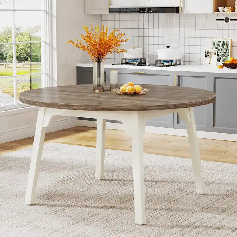 Tavolo da pranzo rotondo per 4-6 persone, tavolo da cucina rustico da 120 cm
