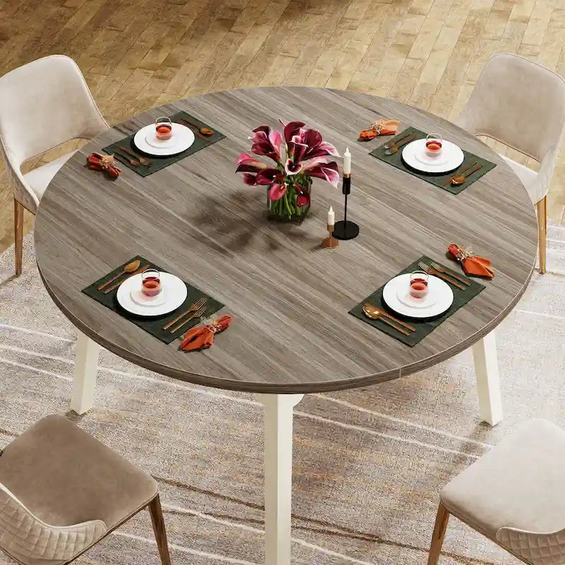 Tavolo da pranzo rotondo per 4-6 persone, tavolo da cucina rustico da 120 cm
