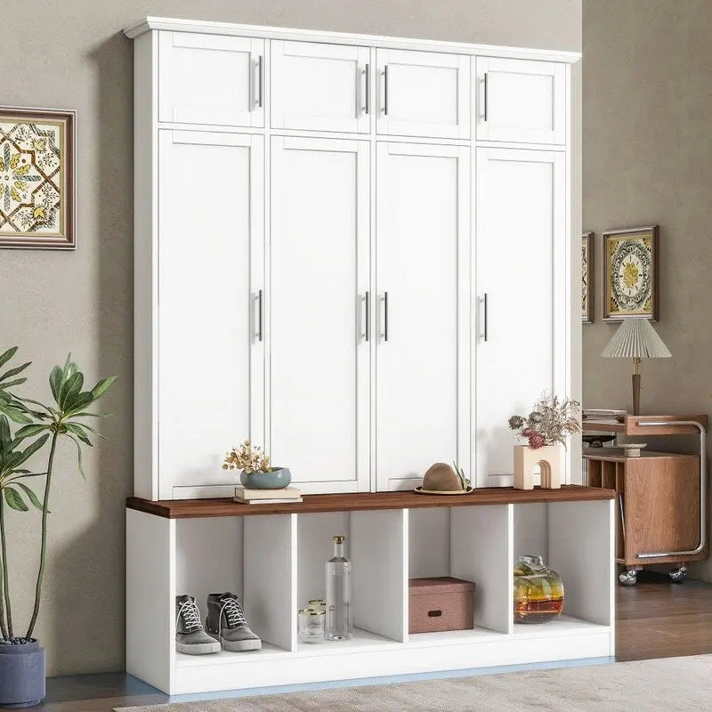 Meuble d'entrée multifonctionnel avec plusieurs espaces de rangement