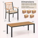 Costway Ensemble table et chaises de jardin 9 pièces avec plateau en bois d'acacia et trou pour parasol