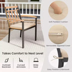 Costway Ensemble table et chaises de jardin 9 pièces avec plateau en bois d'acacia et trou pour parasol