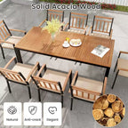 Costway Ensemble table et chaises de jardin 9 pièces avec plateau en bois d'acacia et trou pour parasol