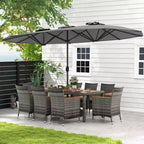 Set da pranzo in vimini da esterno Costway 10 pezzi con ombrellone da patio a doppia faccia 8 poltrone grigio/rosso/arancione/turchese/beige/caffè