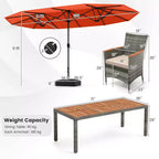 Set da pranzo in vimini da esterno Costway 10 pezzi con ombrellone da patio a doppia faccia 8 poltrone grigio/rosso/arancione/turchese/beige/caffè