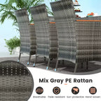 Set da pranzo in vimini da esterno Costway 10 pezzi con ombrellone da patio a doppia faccia 8 poltrone grigio/rosso/arancione/turchese/beige/caffè
