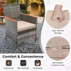 Set da pranzo in vimini da esterno Costway 10 pezzi con ombrellone da patio a doppia faccia 8 poltrone grigio/rosso/arancione/turchese/beige/caffè