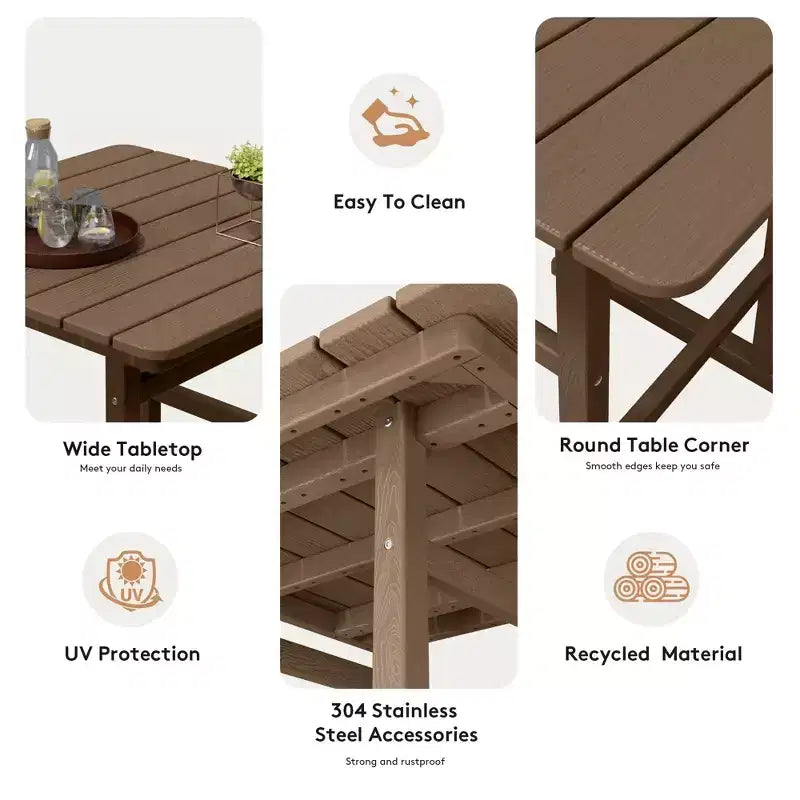 Set da bar da esterno Hyleory a 3 pezzi in HDPE con sgabelli da bar