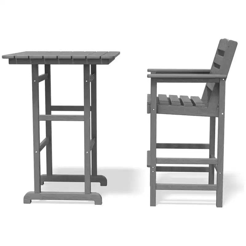 Set da bar da esterno Hyleory a 3 pezzi in HDPE con sgabelli da bar