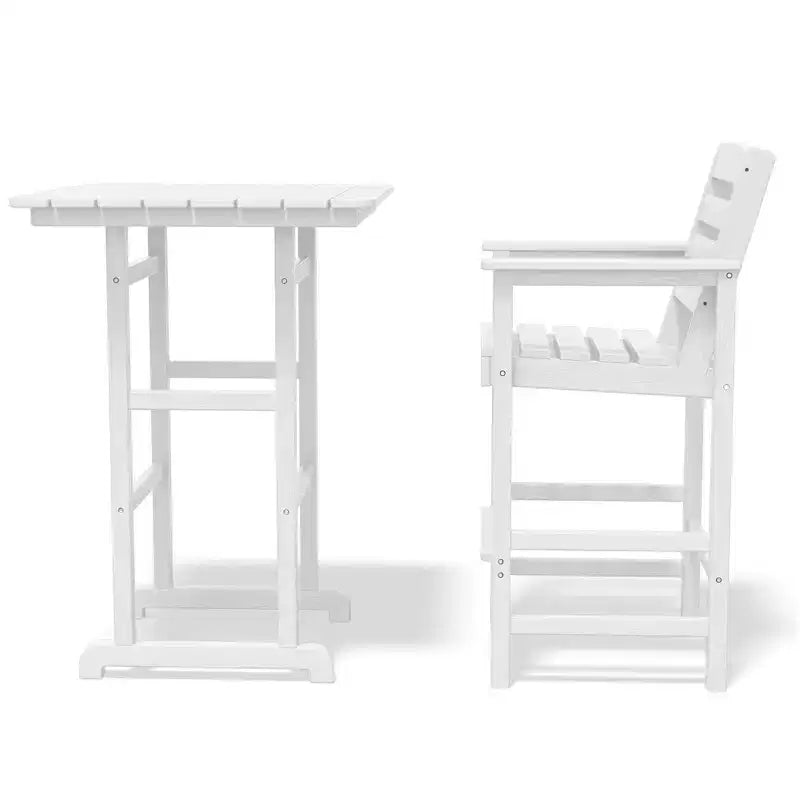 Set da bar da esterno Hyleory a 3 pezzi in HDPE con sgabelli da bar
