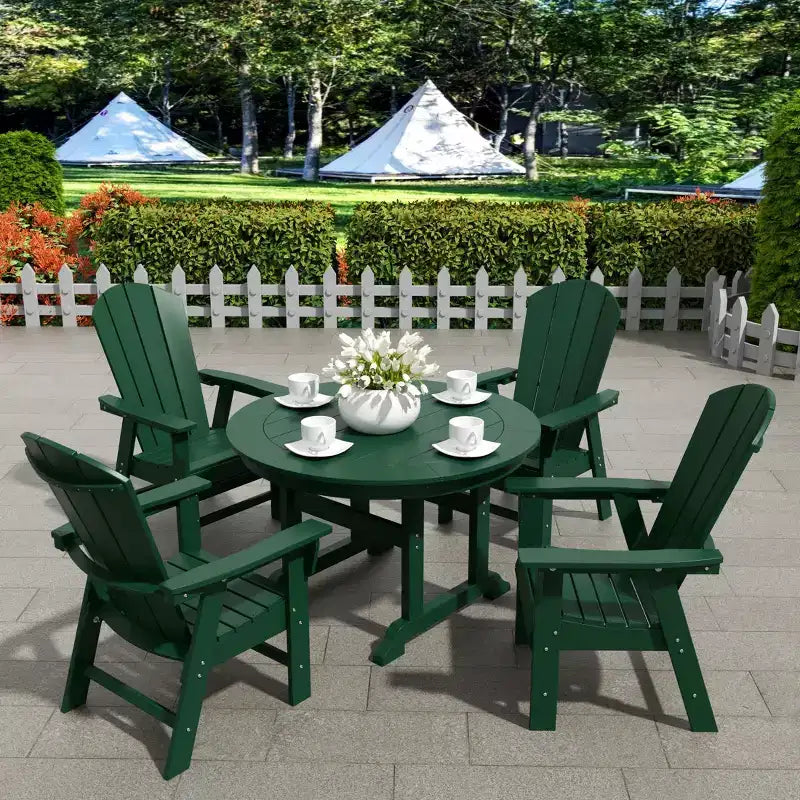 Ensemble table de salle à manger ronde et fauteuils à dossier incurvé WestinTrends 5 pièces pour patio extérieur