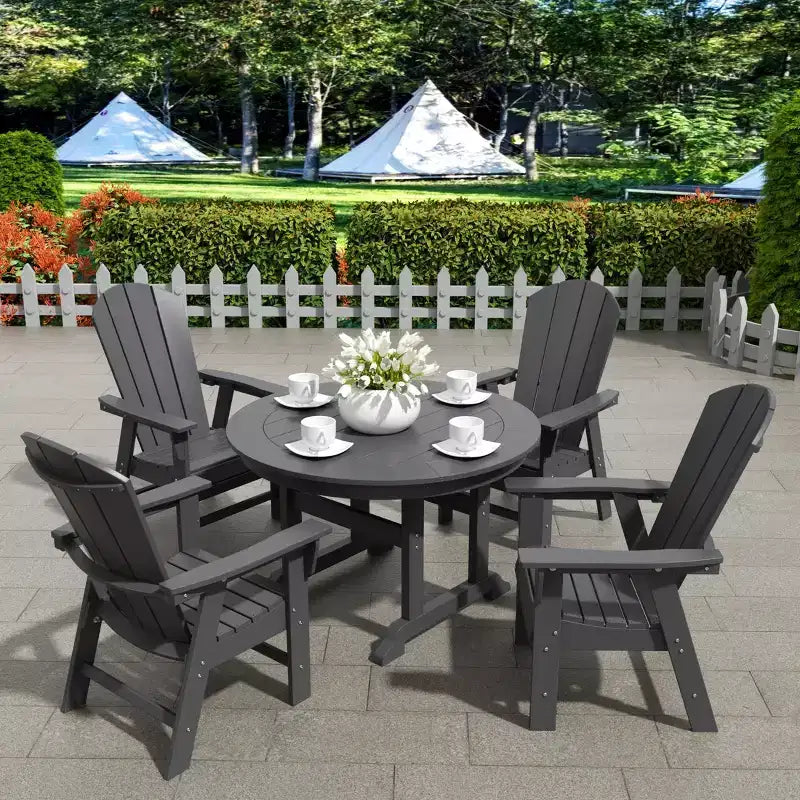 Ensemble table de salle à manger ronde et fauteuils à dossier incurvé WestinTrends 5 pièces pour patio extérieur