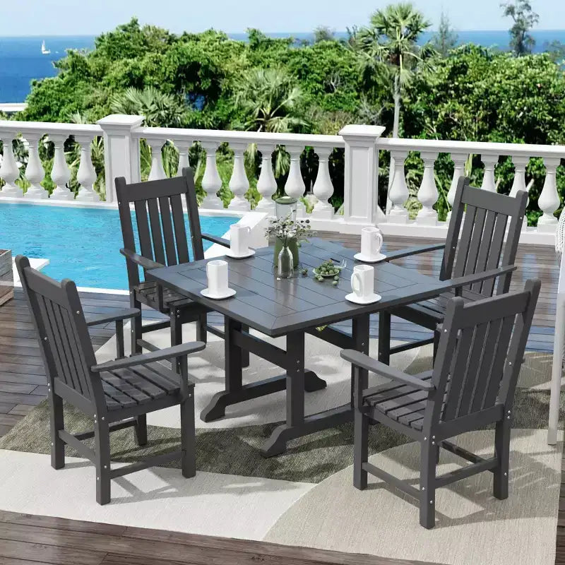 Ensemble repas d'extérieur WestinTrends 5 pièces Table carrée et fauteuils de jardin