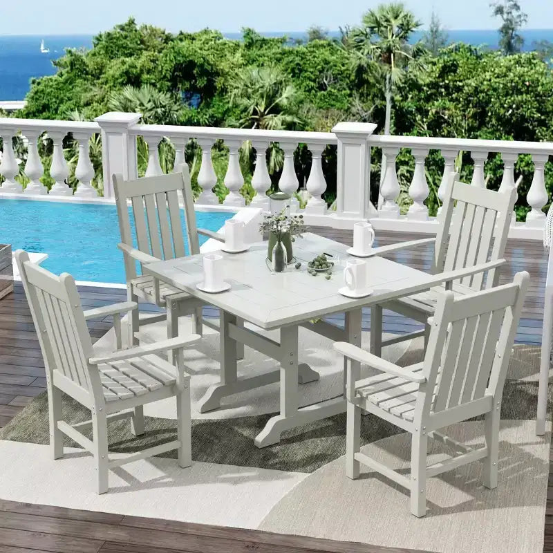 Ensemble repas d'extérieur WestinTrends 5 pièces Table carrée et fauteuils de jardin