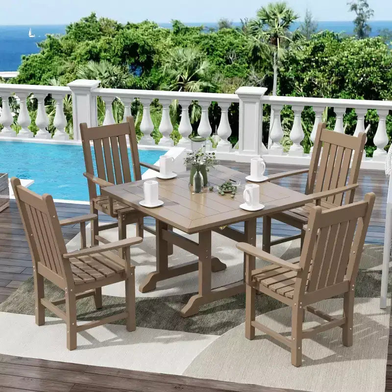 Ensemble repas d'extérieur WestinTrends 5 pièces Table carrée et fauteuils de jardin