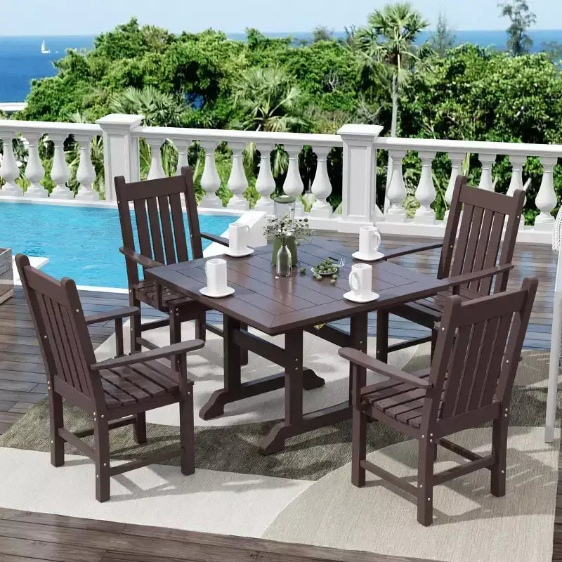 Ensemble repas d'extérieur WestinTrends 5 pièces Table carrée et fauteuils de jardin