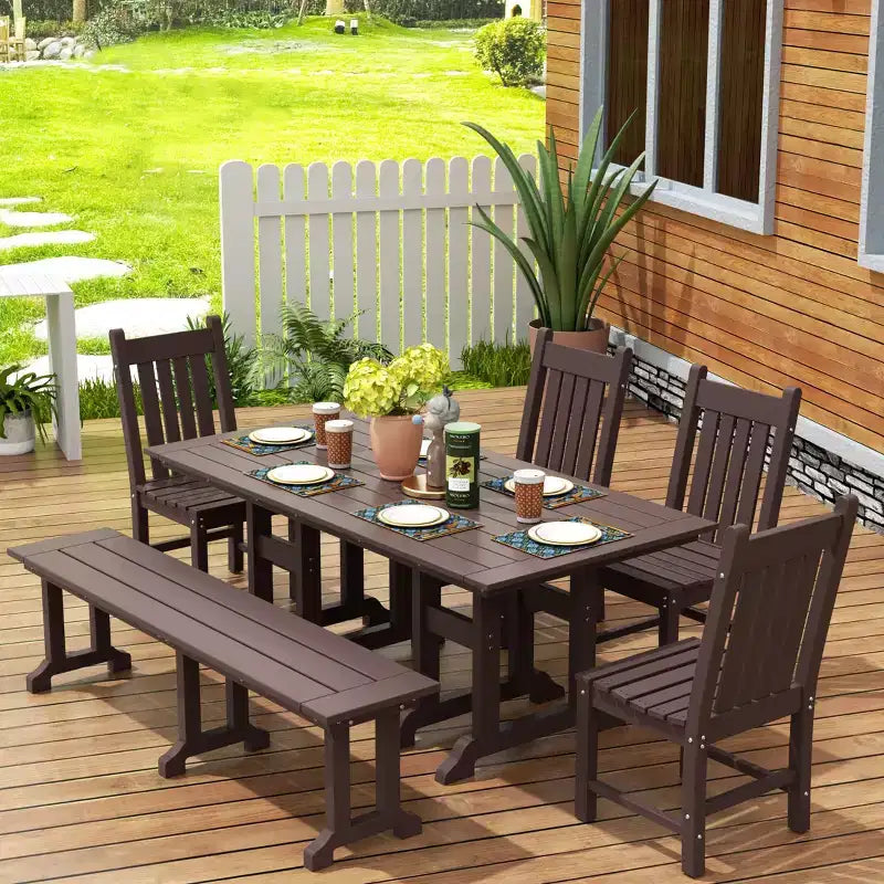 WestinTrends Ensemble de salle à manger d'extérieur 6 pièces avec table et bancs de jardin
