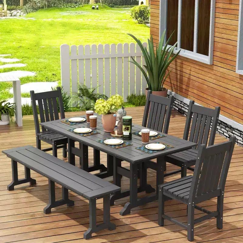 WestinTrends Ensemble de salle à manger d'extérieur 6 pièces avec table et bancs de jardin
