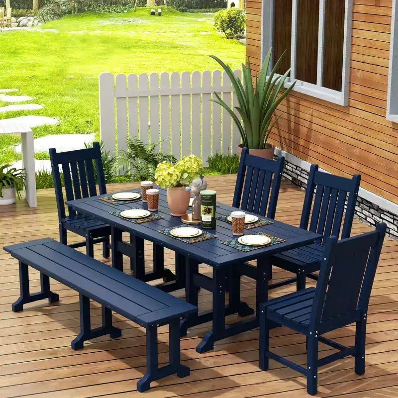 WestinTrends Ensemble de salle à manger d'extérieur 6 pièces avec table et bancs de jardin