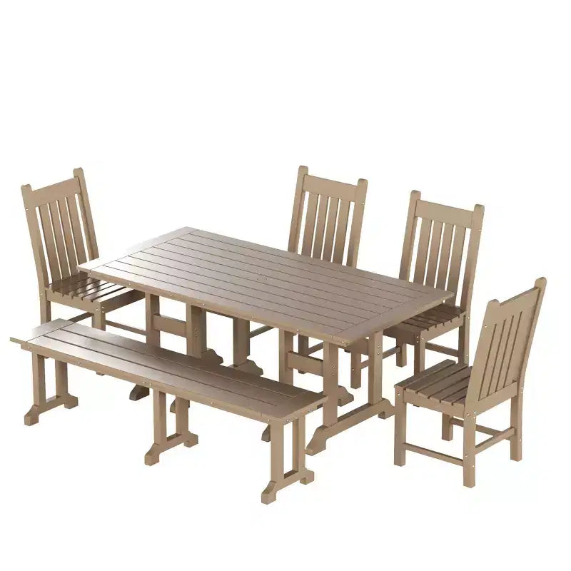 WestinTrends Ensemble de salle à manger d'extérieur 6 pièces avec table et bancs de jardin