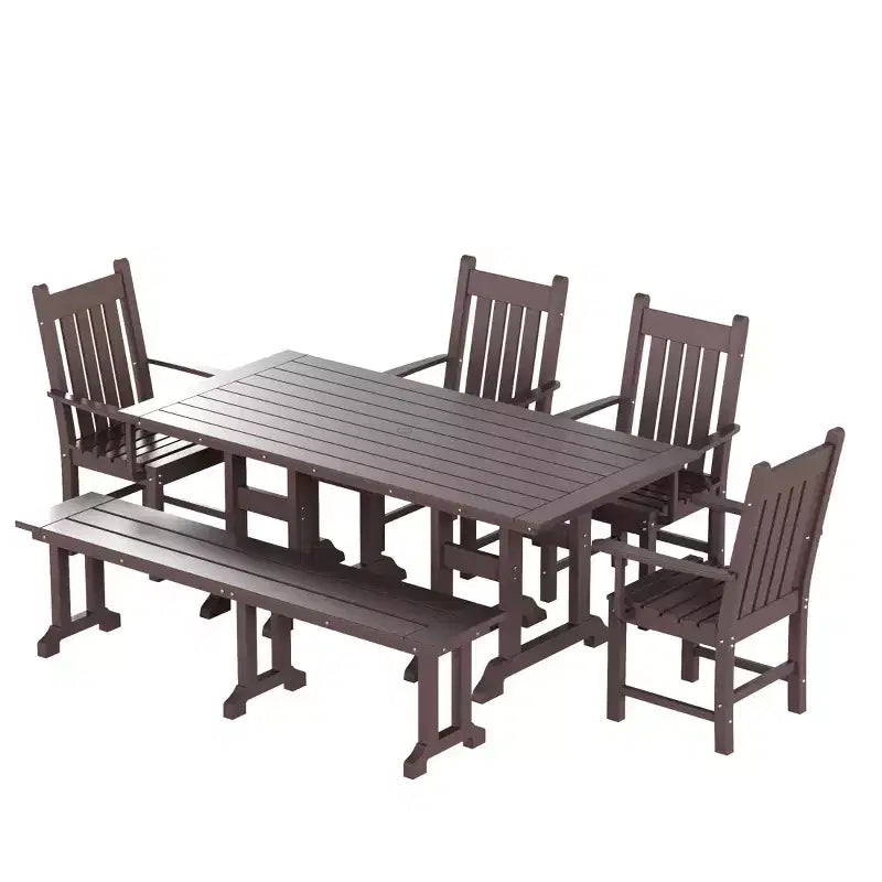 WestinTrends - Ensemble de salle à manger d'extérieur 6 pièces - Table et bancs avec fauteuils