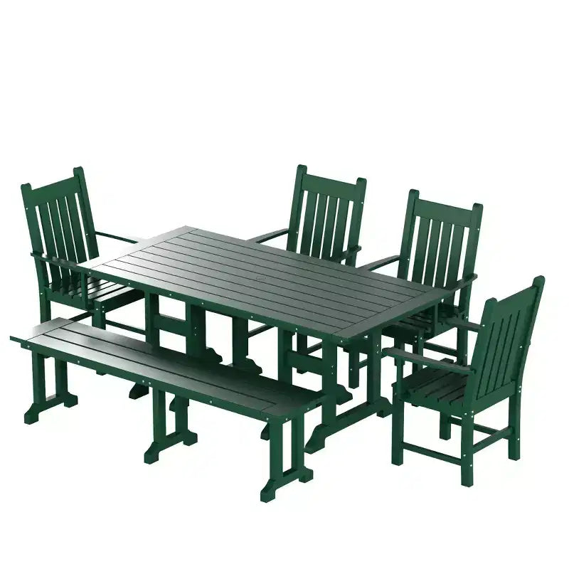 WestinTrends - Ensemble de salle à manger d'extérieur 6 pièces - Table et bancs avec fauteuils