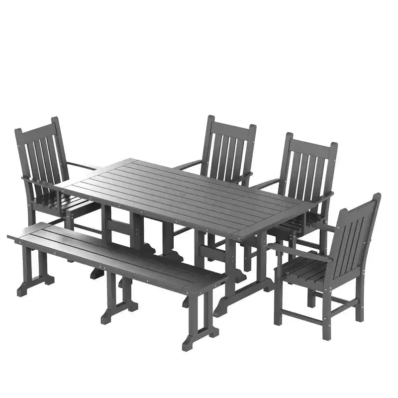 WestinTrends - Ensemble de salle à manger d'extérieur 6 pièces - Table et bancs avec fauteuils