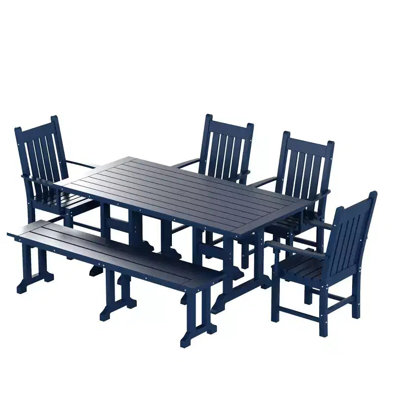 WestinTrends - Ensemble de salle à manger d'extérieur 6 pièces - Table et bancs avec fauteuils