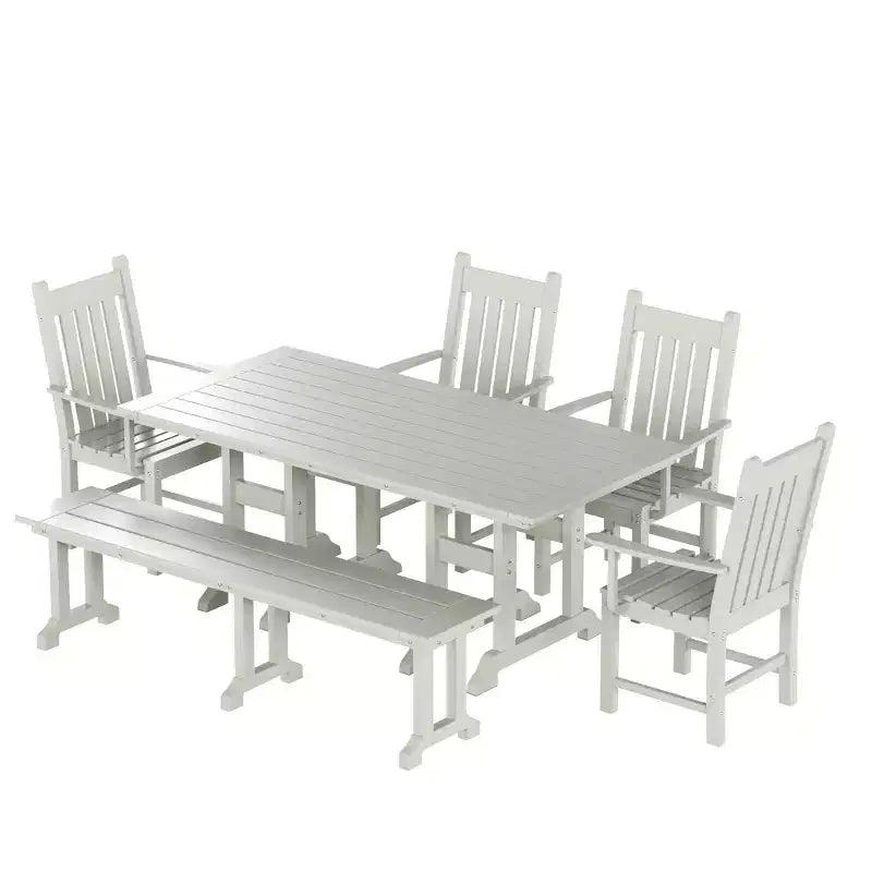 WestinTrends - Ensemble de salle à manger d'extérieur 6 pièces - Table et bancs avec fauteuils