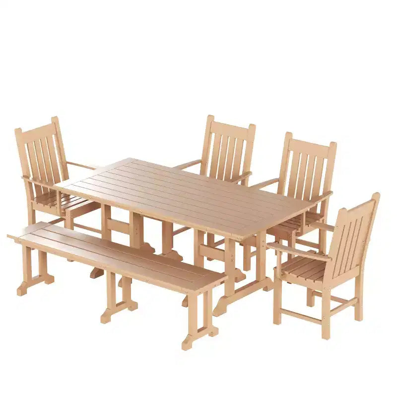 WestinTrends - Ensemble de salle à manger d'extérieur 6 pièces - Table et bancs avec fauteuils