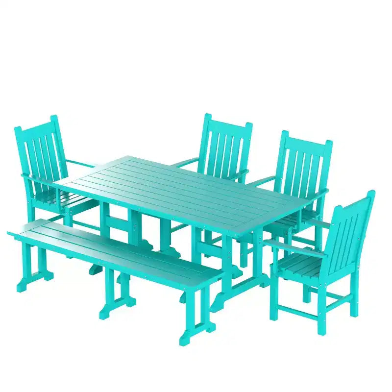 WestinTrends - Ensemble de salle à manger d'extérieur 6 pièces - Table et bancs avec fauteuils