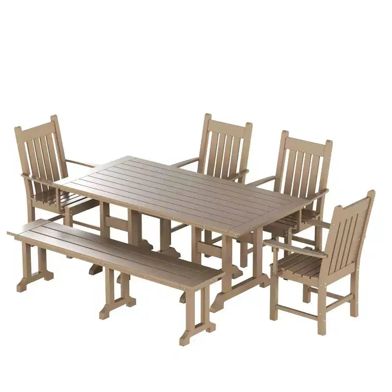 WestinTrends - Ensemble de salle à manger d'extérieur 6 pièces - Table et bancs avec fauteuils