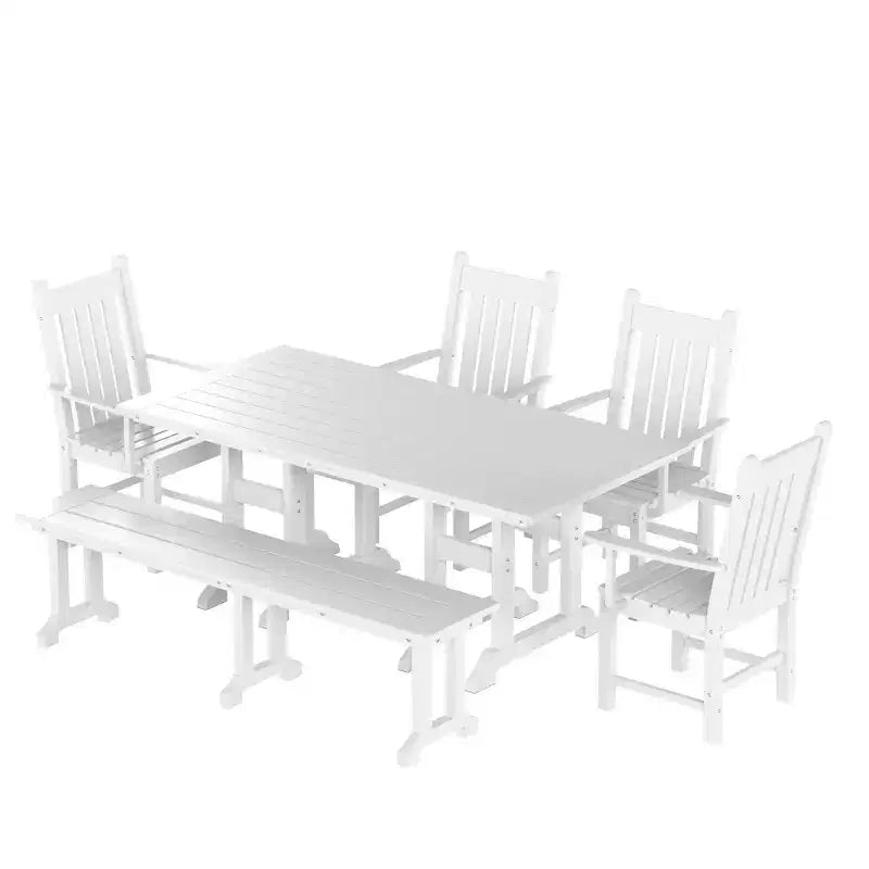 WestinTrends - Ensemble de salle à manger d'extérieur 6 pièces - Table et bancs avec fauteuils
