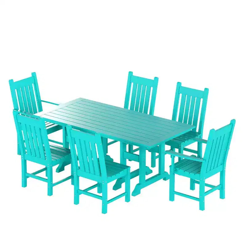 WestinTrends Malibu 7 Piece Outdoor Patio Dining Set Outdoor Dining Table with Dining Chair, Turquoise