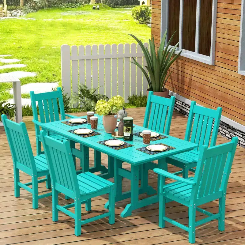 WestinTrends Malibu Set da Pranzo da Esterno di 7 Pezzi Tavolo da Pranzo con Sedie, Turchese