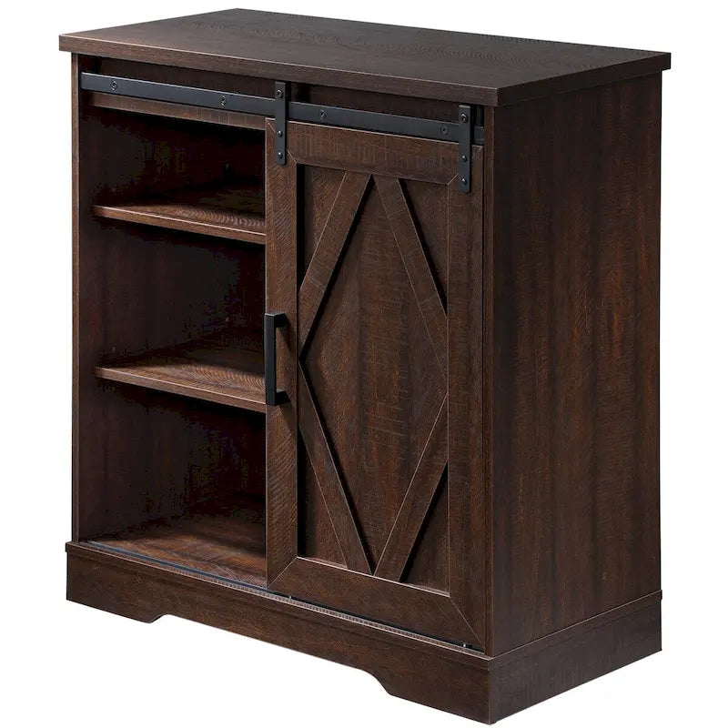 Mobile Porta TV / Contenitore in legno per fattoria Wampat con anta scorrevole a granaio