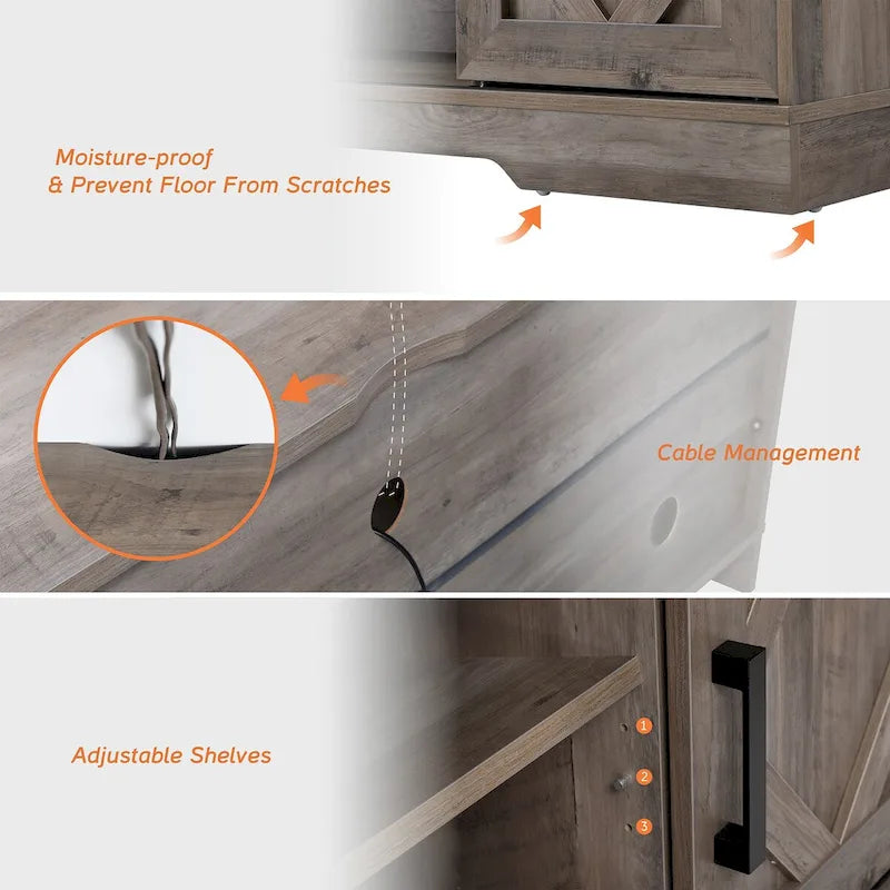 Mobile Porta TV / Contenitore in legno per fattoria Wampat con anta scorrevole a granaio
