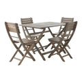 GDFStudio Rabion Outdoor Acacia Wood 5 Piece Folding Dining Set, Gray