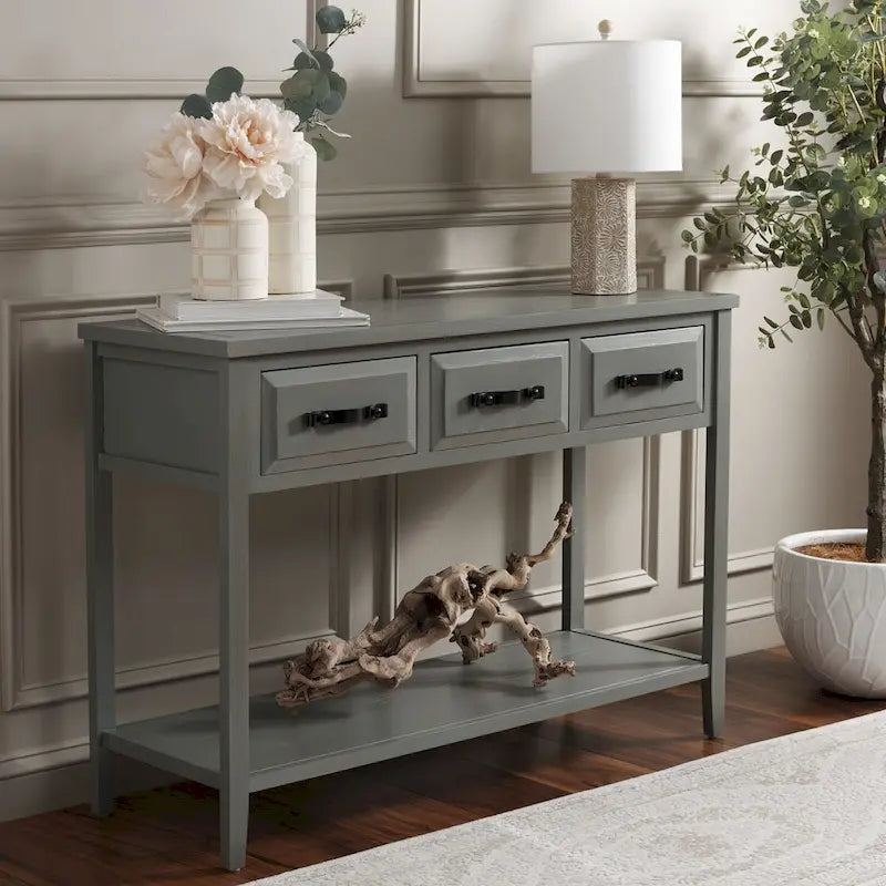 SAFAVIEH Jennette - Console de table noire/noyer - 42Lx15Px30H