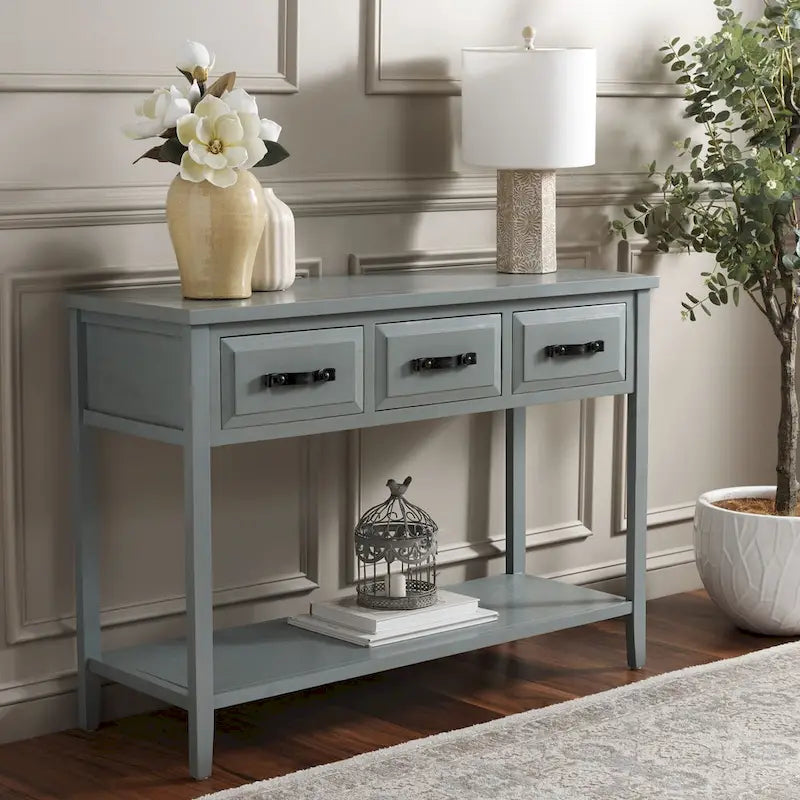 SAFAVIEH Jennette - Console de table noire/noyer - 42Lx15Px30H