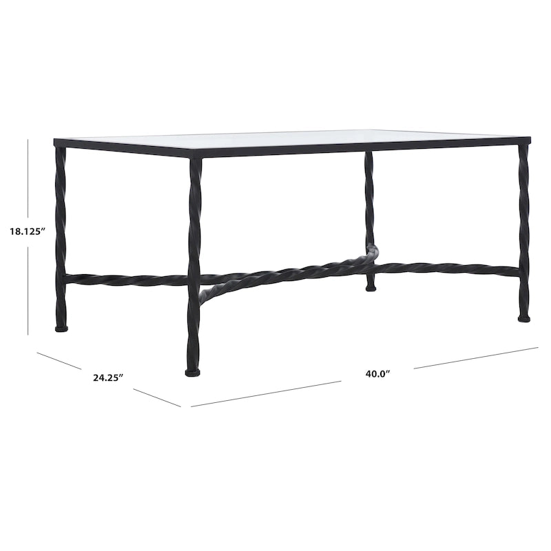 Table basse Safavieh Couture Sedighe en verre – 40 L x 24 P x 18 H – 40 L x 24 P x 18 H
