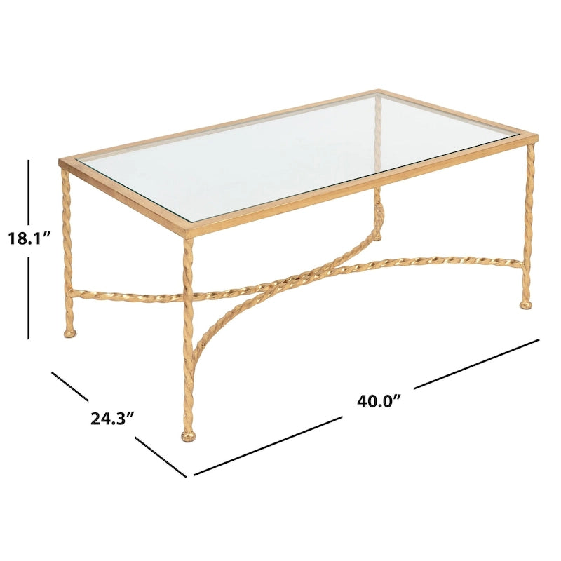 Table basse Safavieh Couture Sedighe en verre – 40 L x 24 P x 18 H – 40 L x 24 P x 18 H
