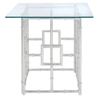 Tavolino d'appoggio Safavieh Treasures Dragojla con piano in vetro/argento - 21.7 x 21.7 x 21.4 - 22L x 22P x 21A